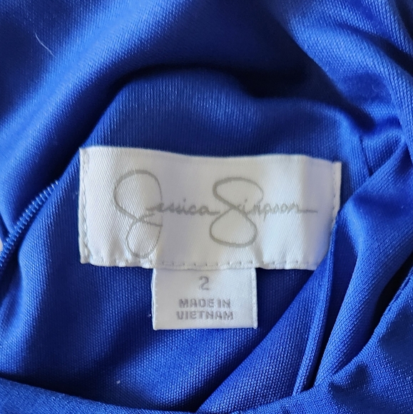 Jessica Simpson Royal Blue Silver Chain Collar Mini Dress - Picture 4 of 6